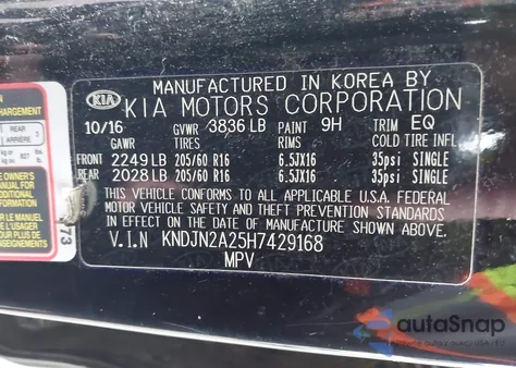 2017 Kia Soul z USA, uszkodzony, nr VIN KNDJN2A25H7429168